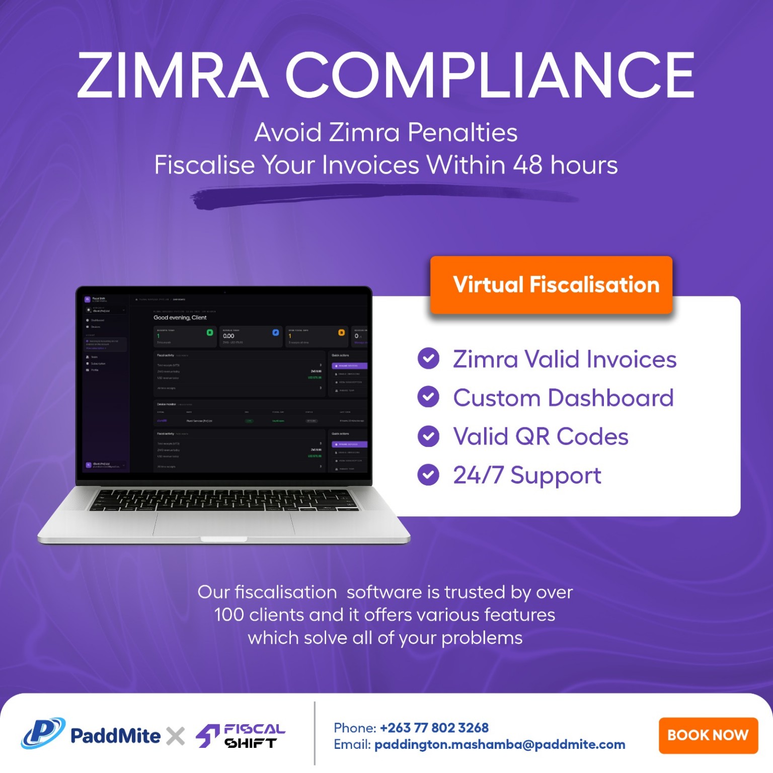 PaddMite virtual fiscalisation dashboard promotional artwork